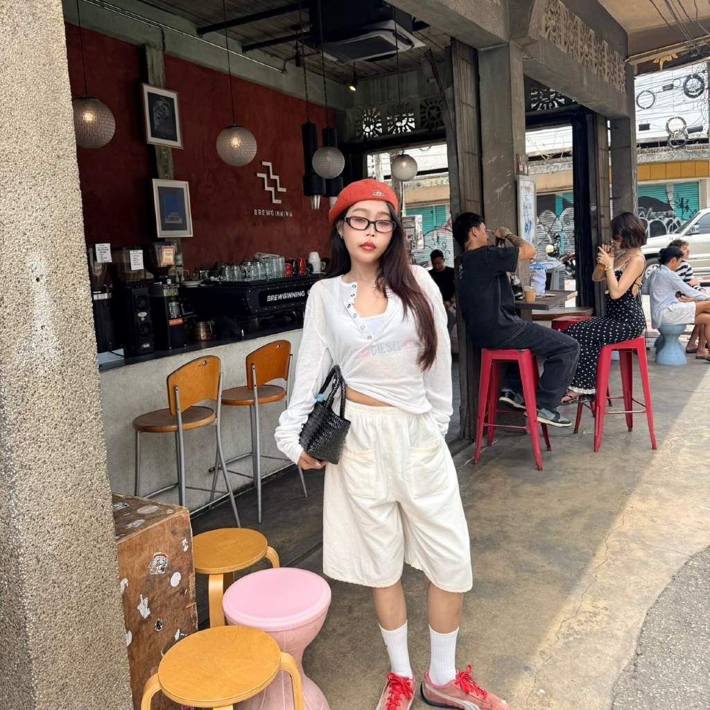 shikka.cnx กางเกง5ส่วนแต่งลูกไม้ปลายขา รูปที่ 3