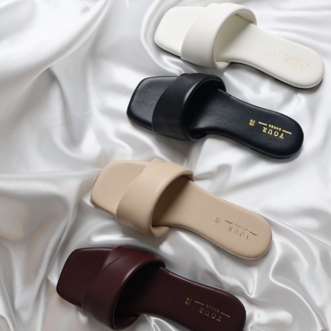 YOURSHOES O4 / รองเท้าแตะหนังนิ่ม รองเท้าแตะสวม รองเท้าแตะผู้หญิง