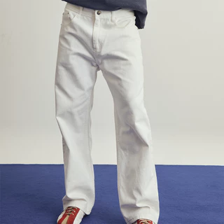 (ส่งด่วน กทม 4 ชม.) SLURBOYY White Jeans กางเกงยีนส์ขายาวขากระบอกกลาง สีขาว (P0027)