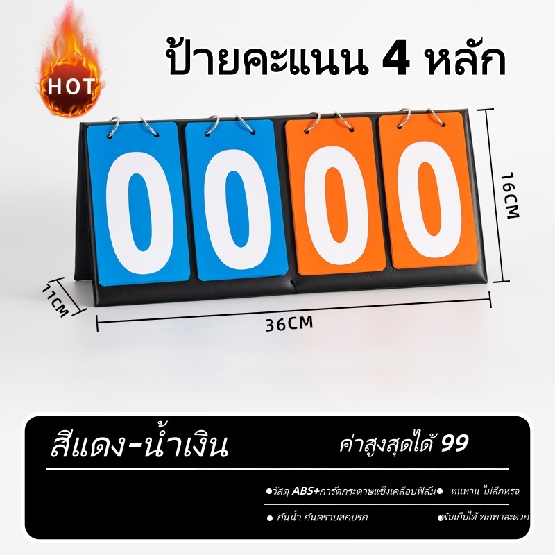 ป้ายสกอร์บอร์ด กระดานคะแนนกีฬาแบบพกพาป้ายนับคะแนน ตัวเลขใหญ่ มองชัด พลิกง่าย ใช้ได้กับ ฟุตบอล วอลเลย์ ปิงปอง Scoreboard