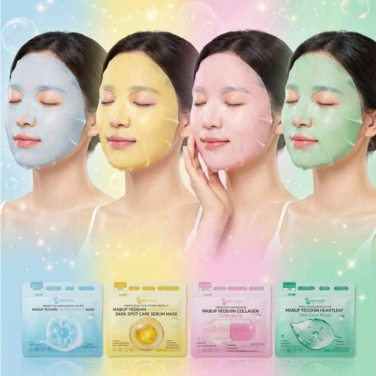 [ชีทมาส์กถุง 20แผ่น] mabup yeoshin sheets mask 20แผ่น (คอลลาเจน,วิตามินซี,ซิก้า,อาบูติน)