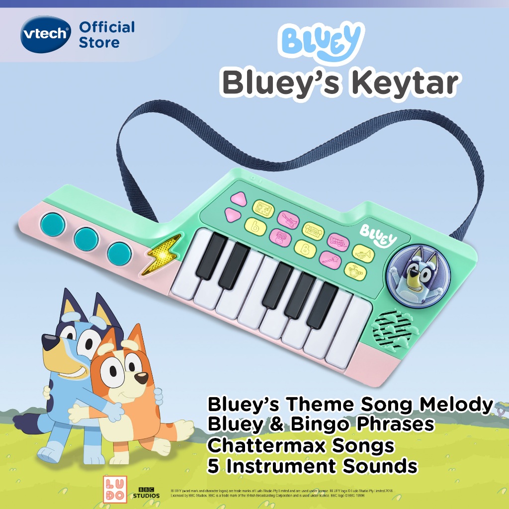 VTech Bluey คีย์บอร์ดไฟฟ้าของบลูอี้ (80-563700) ดนตรี, เด็กทารก, ของเล่น, หนังสือ, นาฬิกา