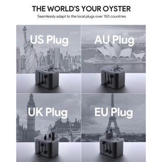 AUKEY หัวแปลงปลั๊กต่างประเทศ Universal Travel Adapter 30-100W มาพร้อม ช่อง USB-C และ USB-A