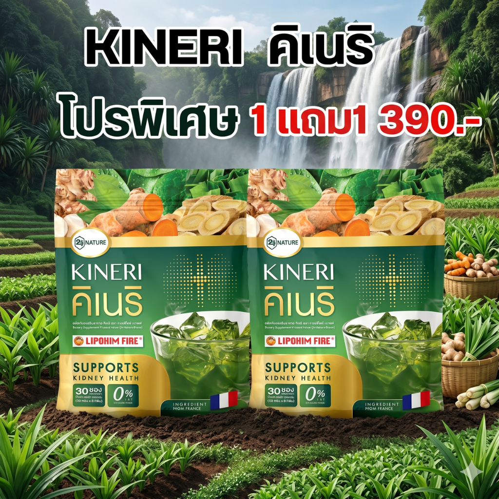 KINERI คิเนริ อาหารเสริมดูแลไต น้ำชงดูแเลไตคิเนริ 1ห่อมี30ซอง