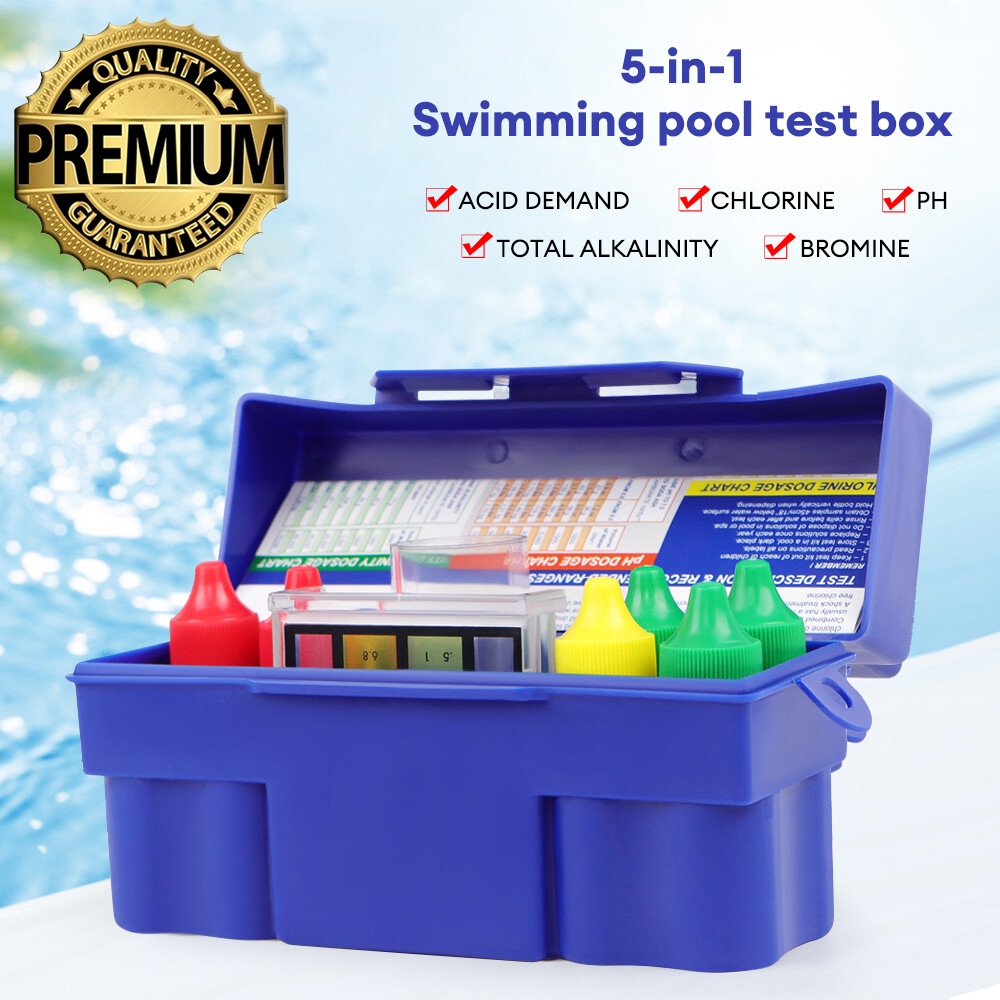 5 way Test Kit for Swimming Pools pH Chlorine OTO Phenol Red Water Test Kit Chlorine/pH/Acid/Total A