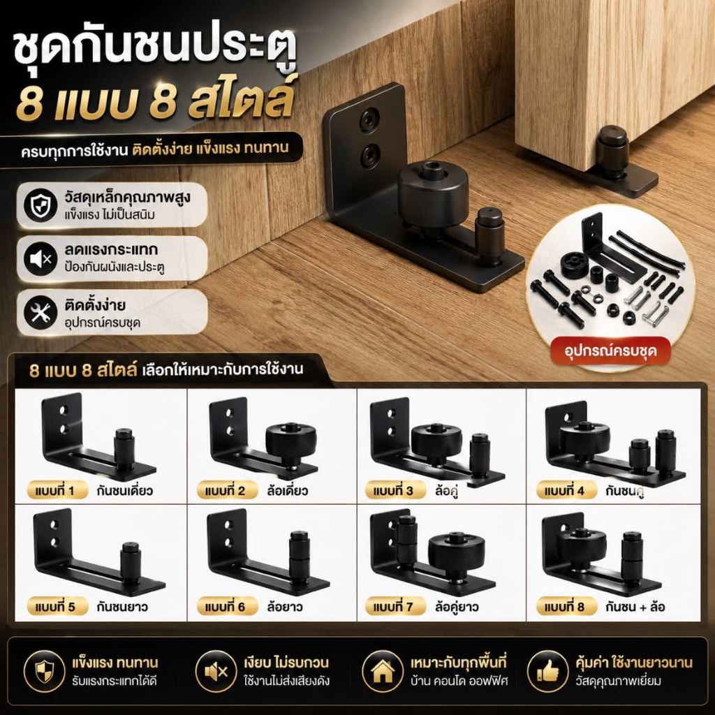 รางลูกกลิ้งแบบปรับได้ใต้ประตูบานเลื่อน สำหรับประตูยุ้งข้าว ขายึดรอกปรับใต้ประตู ประตูยุ้งข้าว