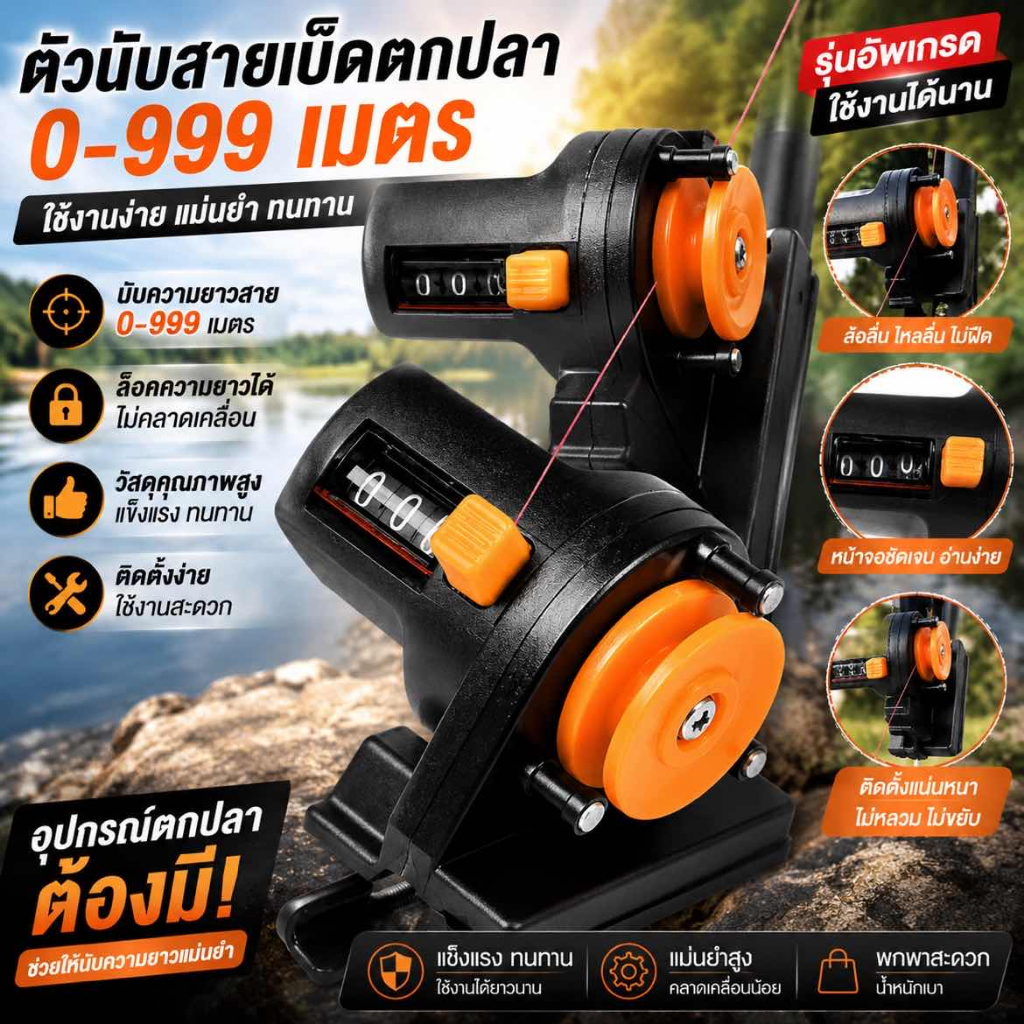เครื่องวัดระยะความยาวสายเอ็น ที่วัดระยะสายเอ็น เครื่องวัดระยะสายเอ็นFishing Line Counter