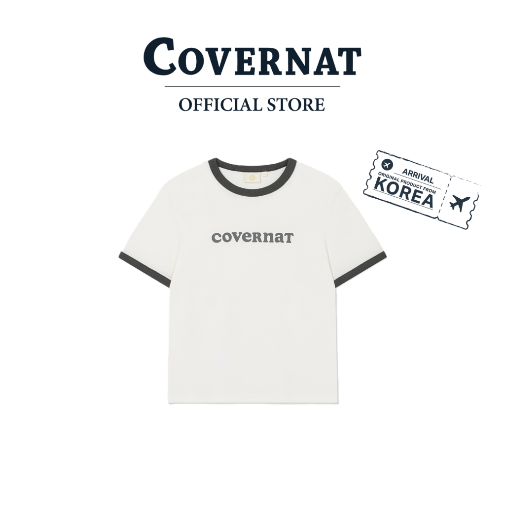 COVERNAT เสื้อครอป รุ่น Women'S Crop Fit Cooper Logo Ringer T-Shirt Cream (70262SCPSSF_U5CMXX)