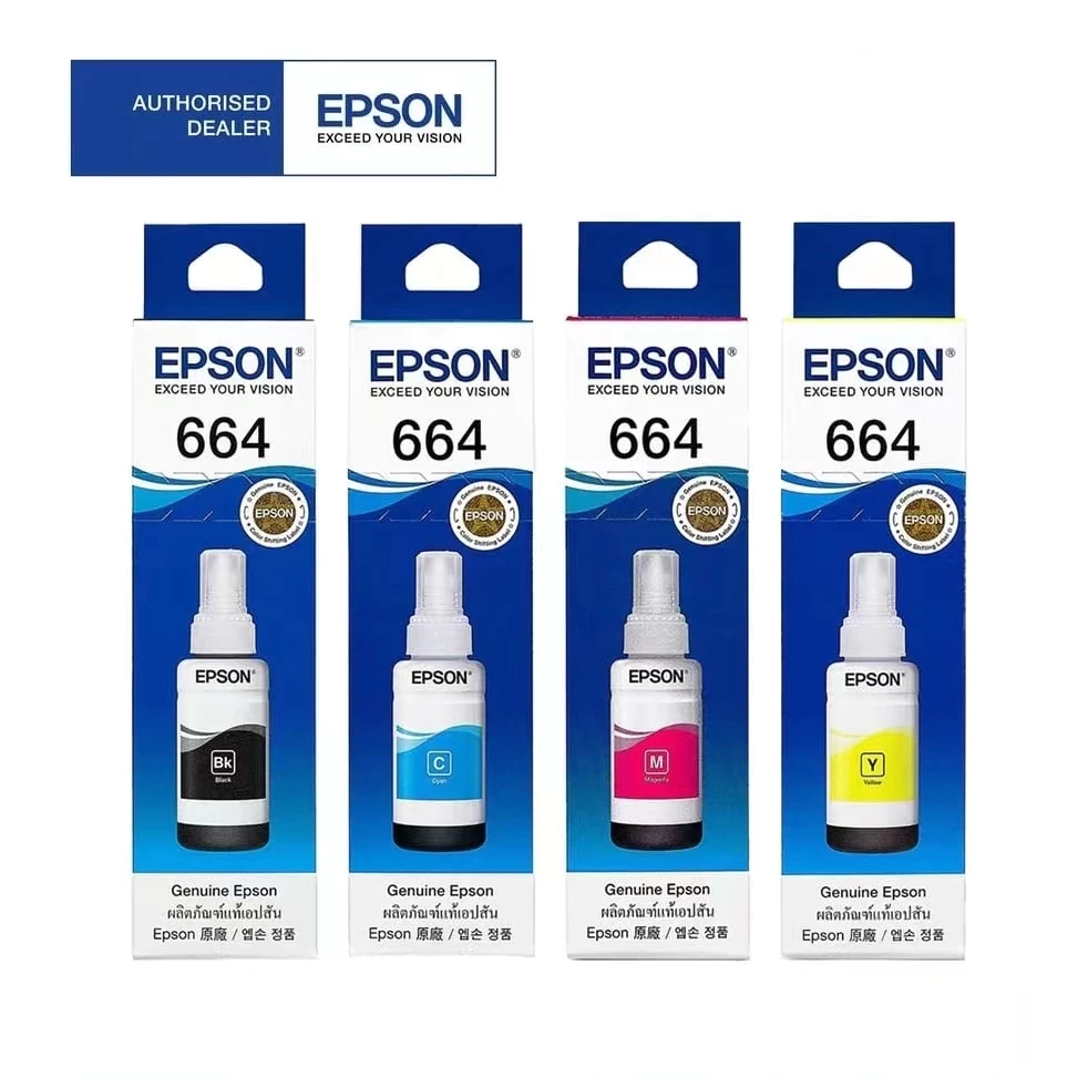 หมึกแท้ Original Epson T664 [มีกล่อง] For Epson L100/ 110/ 120/ 200/ 210/ 220/ 300/ 310