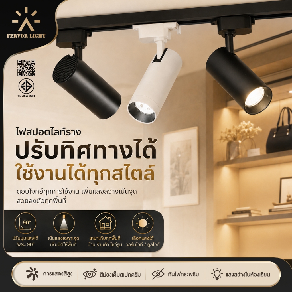 🔥Track Light LED🔥 ไฟแทรคไลท์ สปอร์ตไลท์ โคมไฟเพดาน ราง ไฟแต่ง COB แสง รับประกัน พาณิชย์ ทางเดิน