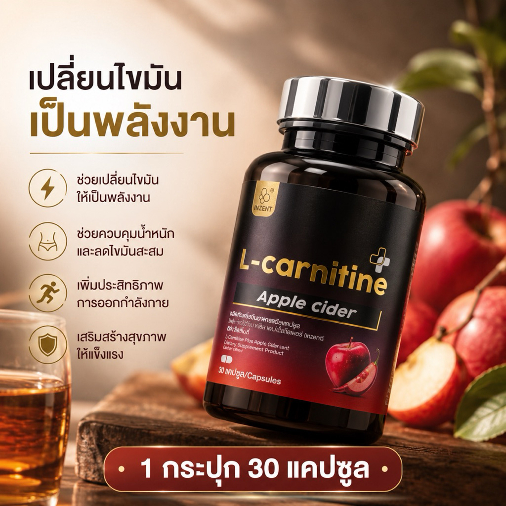 แอลคาร์นิทีน พลัส แอปเปิ้ลไซเดอร์เวเนการ์ 30 แคปซูล