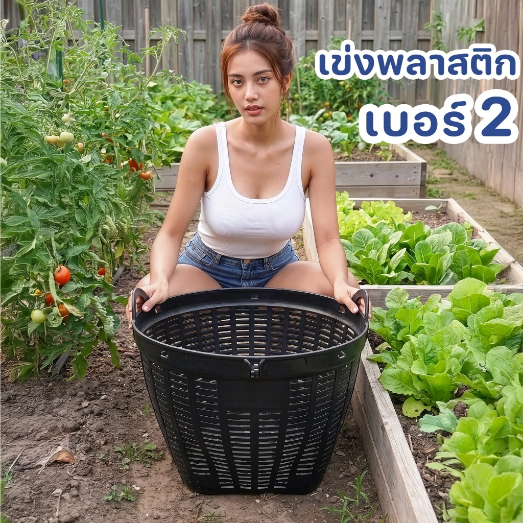 เข่งขนาดใหญ่ (เบอร์2) บรรจุ 35 กิโลกรัม - เข่งพลาสติก ใช้ปลูกต้นไม้ ใส่ผลไม้ - 0317-