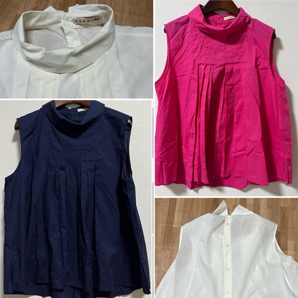ยูนิโคล่ [MAY26] เสื้อคอตตอนผู้หญิง แขนกุด คอปีน MARNI  ของแท้ มือสอง สภาพดี (3)