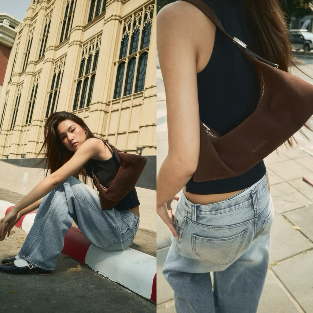 ส่งต่อ 🤎 knack.bag - Jennie  bag (สายเล็ก) - Dark brown (หนังกลับเทียม)