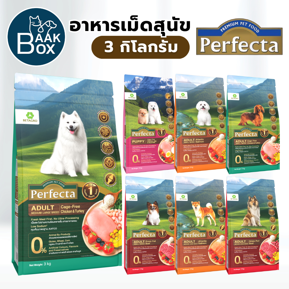 Perfecta Wellness 3 กิโลกรัม อาหารเม็ดสุนัข เกรดพรีเมี่ยม สำหรับสุนัขพันธุ์เล็ก-ใหญ่