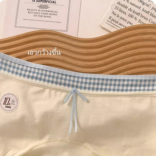 M-2XL กางเกงชั้นในผู้หญิง ผ้าฝ้ายแท้ ทรงบ็อกเซอร์ เอวกลางถึงเอวสูง ยืดหยุ่นสูง เป้ากางเกงแบบแอนตี้แบคทีเรีย