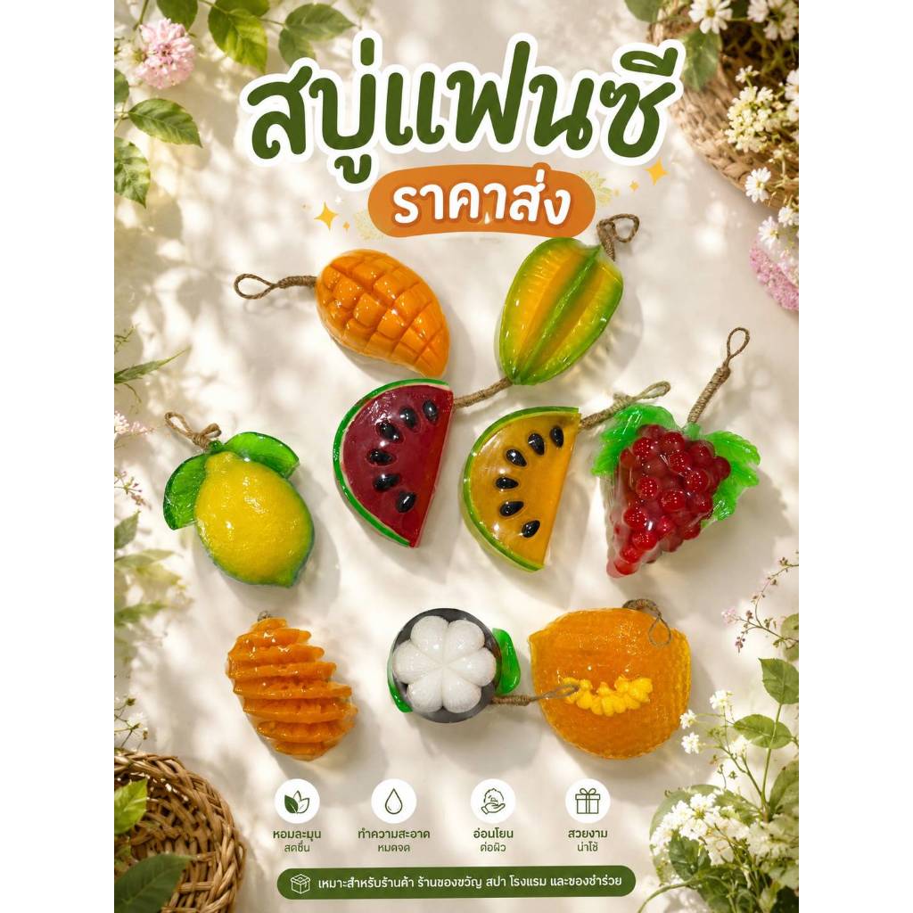 [ 1 ก้อน ]สบู่อาบน้ำแฟนซี สบู่หอมกลิ่นผลไม้ หอมชุมชื่น ตัวเลือกมากมาย สินค้าพร้อมส่ง
