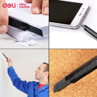 Deli คัตเตอร์ มีดคัตเตอร์ 9มม ใบมีดคม เปลี่ยนได้ ล็อคกันเลื่อน แข็งแรง ได้มาตรฐาน Cutter