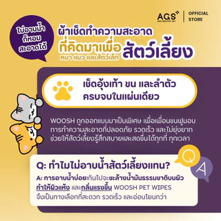 (100 แผ่น/แพ็ค) ผ้าเช็ดทำความสะอาดสัตว์เลี้ยง ลดการสะสมของแบคทีเรีย อ่อนโยน เพิ่มความชุ่มชื้น ขจัดกลิ่น Woosh Pet Wipes