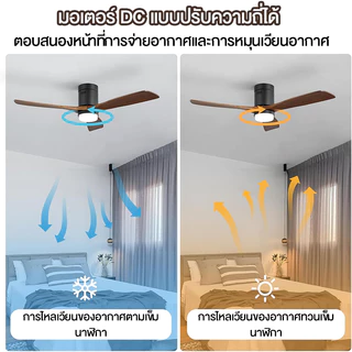 GOGEOUS พัดลมเพดาน 48/42/52 นิ้ว ลมแรงมาก ประหยัดพลังงาน มอเตอร์ DC เงียบ ไฟ3สี LED ปรับแรงลมได้ 6 ระดับ พัดลมเพดานมีไฟ