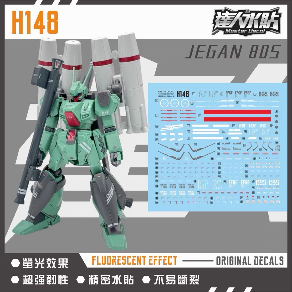 ⬜️ดีคอลน้ำ DL H 148 DECAL HG 1/144 RGM-89S Prototype Stark Jegan เรืองแสงแบล็คไลท์