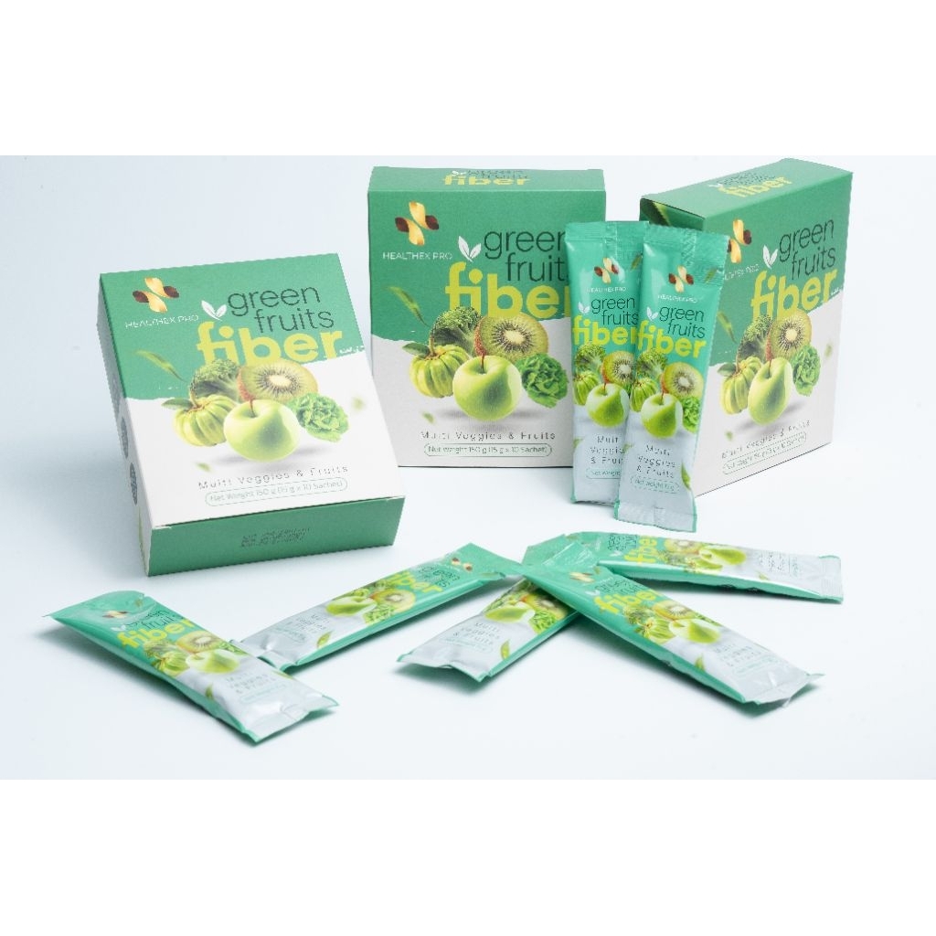 HEALTHEX PRO Green Fruits Fiber ไฟเบอร์ผลไม้สีเขียว สารสกัดส้มแขก เพิ่มกากใย (1 กล่อง/10 ซอง)