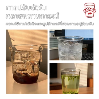 แก้วกาแฟเย็น แก้วน้ำใสสไตล์มินิมอล ทนความร้อน-เย็น ขนาด 350ml/460ml พร้อมน้ำแข็ง ใช้ได้ทุกวัน