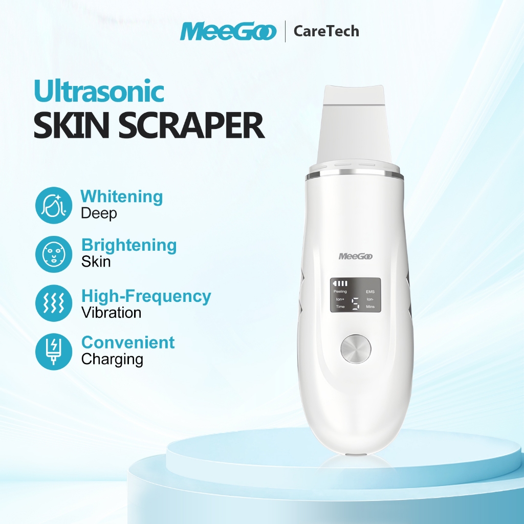 MeeGoo 6-in-1 Ultrasonic Scraper เครื่องขัดผิวอัลตราโซนิก สั่น26000ครั้ง ขจัดสิวหัวดำ บำรุงกระชับผิว