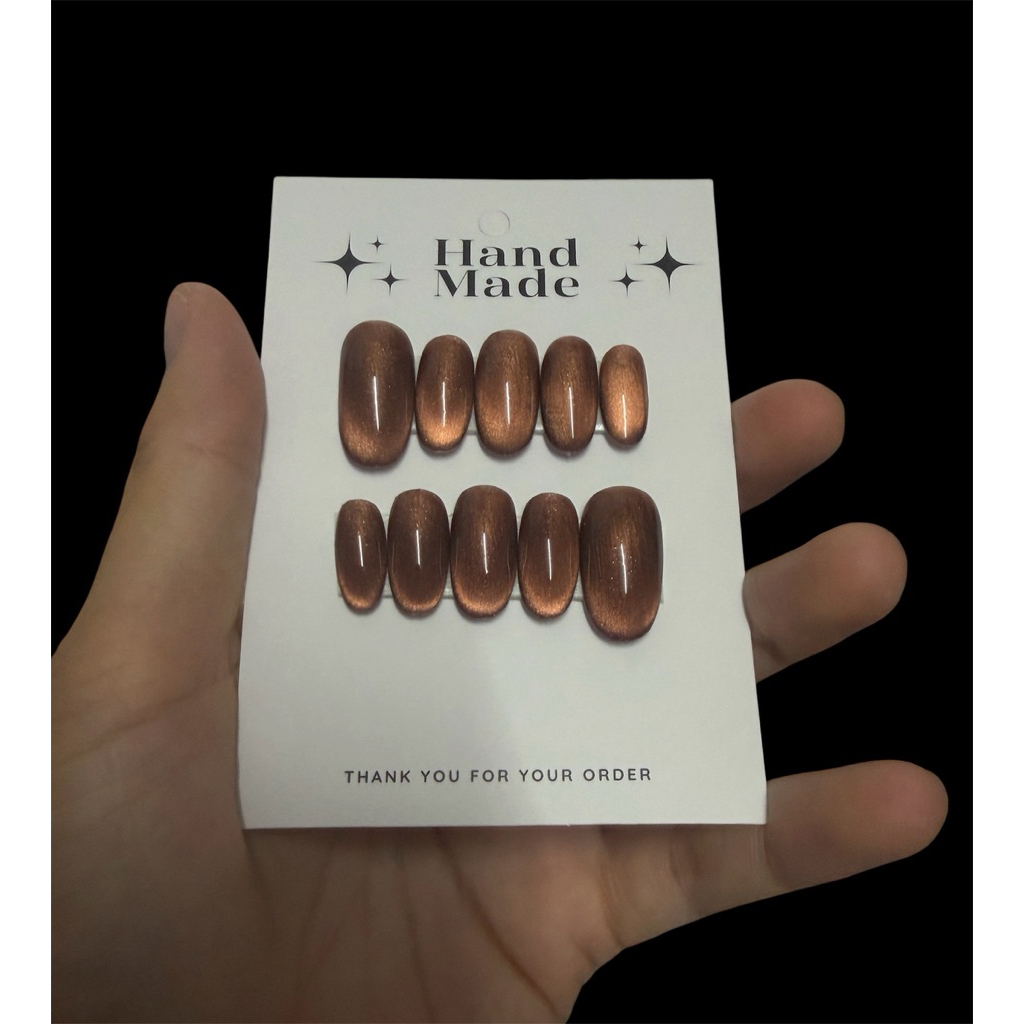 เล็บเจลแท้ 100% อัลม่อนยาวกลางสีน้ำตาล💅🏻แถมฟรีกาว