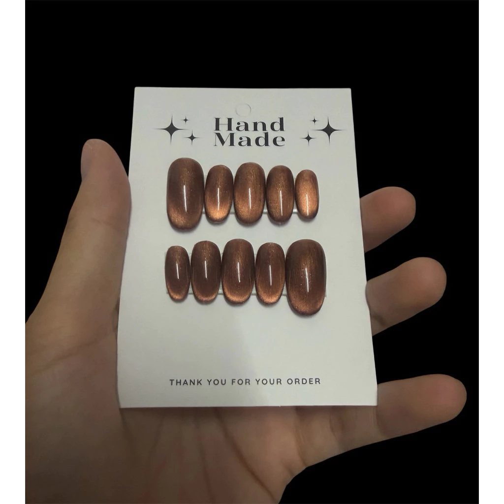 เล็บเจลแท้ 100% อัลม่อนยาวกลางสีน้ำตาล💅🏻แถมฟรีกาว
