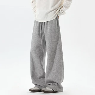 Baggy S-5XL กางเกงลำลองผู้ชาย สไตล์เกาหลี ทรงขาตรงหลวมๆ ขอบเอวยางยืด
