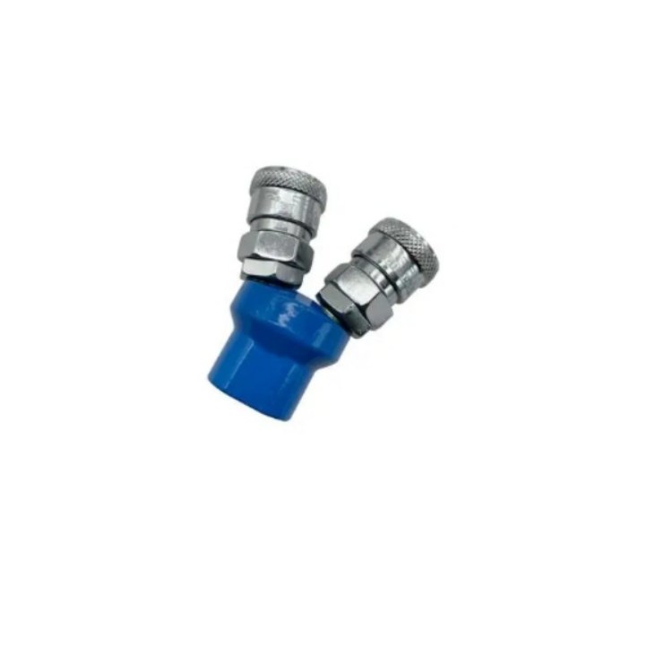 ข้อต่อคอปเปอร์ 2 ทางกลม GIANTTECH รุ่น SMV ขนาด 1/4 นิ้ว สีเงิน - น้ำเงิน
