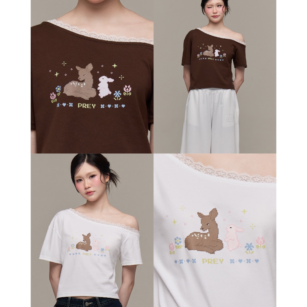 prey เสื้อปาดไหล่ bambi off shoulder