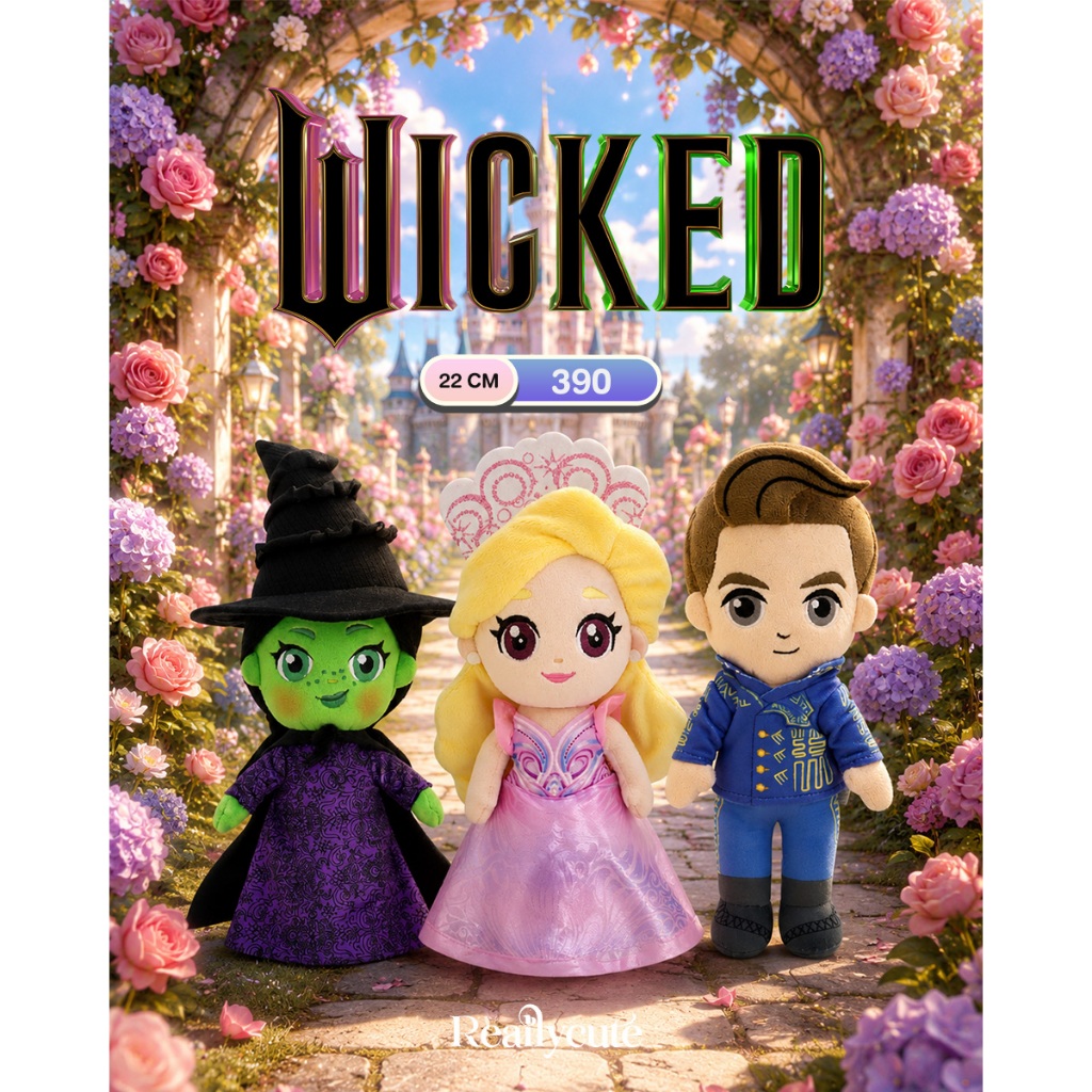 [ลิขสิทธิ์แท้] ตุ๊กตา Wicked 22 ซม. Elphaba Glinda Fiyero แม่มดวู่วามกับยัยกลินดา