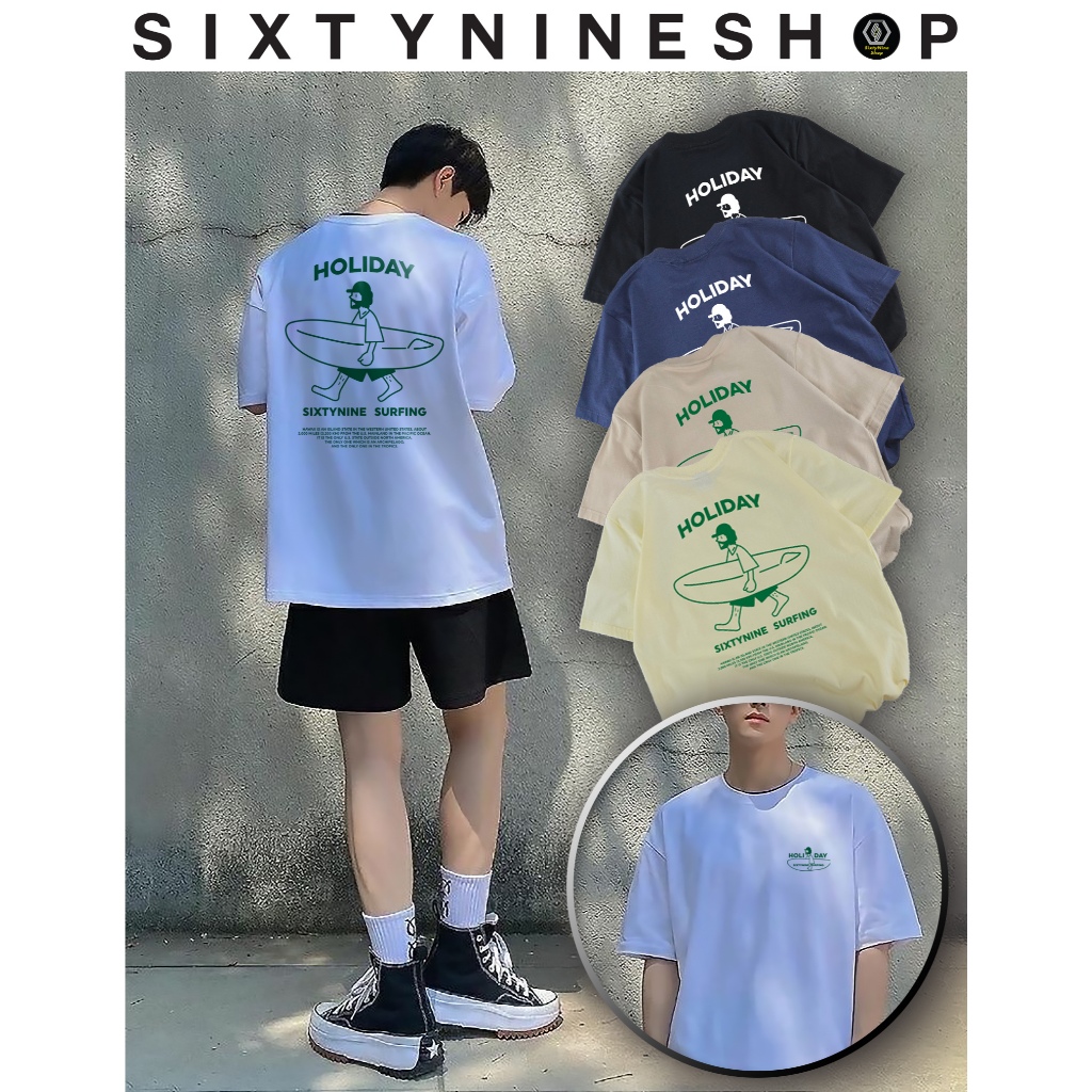 เสื้อยืดผ้าคอตตอน M-4XL พิมพ์ลาย " ฮอลิเดย์ " พร้อมส่ง