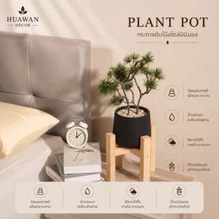HUAWAN DECOR ต้นสน กิ่งสน ปลอม พร้อมกระถางมินิมอลสีขาวแถมฟรีหินโรยกระถาง