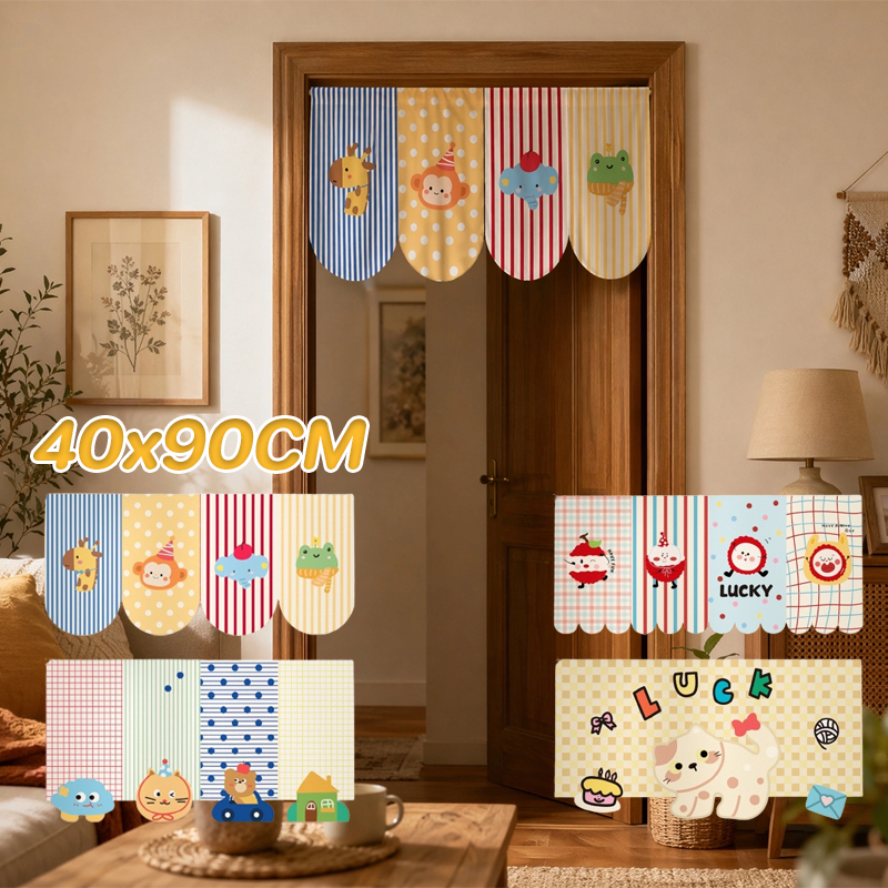 พร้อมส่ง ม่านประตูสั้น 40x90CM รูปแบบการ์ตูน ติดตั้งง่าย ตกแต่งบ้าน ม่านประตูครึ่ง ผ้าม่านสั้น