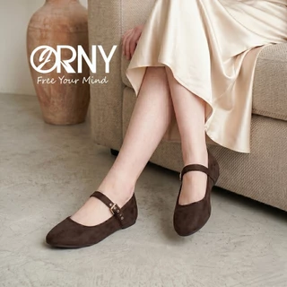 ORNY รองเท้าคัทชูผู้หญิง สไตล์ Mary Jane หนังกำมะหยี่ พื้นนุ่ม OY134