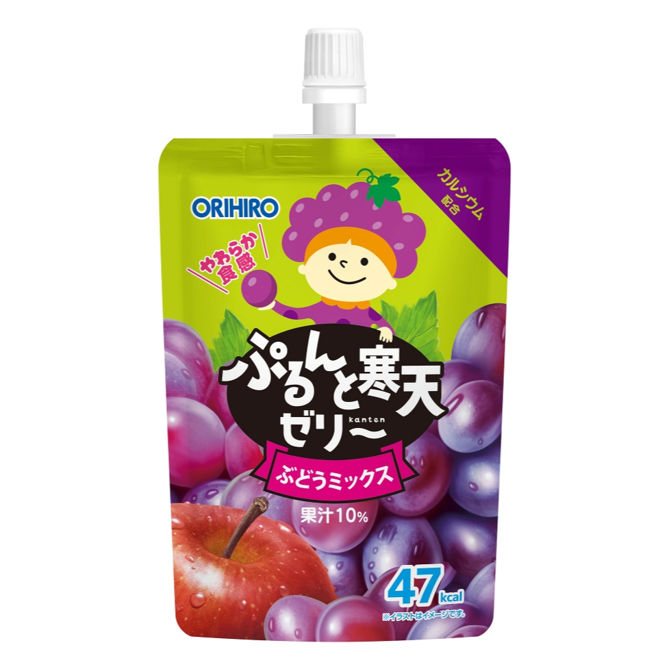 Orihiro Agar Jelly Grape Apple เยลลี่พร้อมดื่มรสแอปเปิ้ล องุ่น โอริฮิโระ 130g. หมดอายุ(30/06/69)