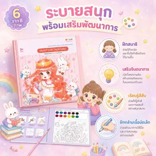 KiKi สมุดระบายสีน้ำเด็ก Watercolor Coloring Book แบบพกพา 3 แบบให้เลือก พร้อมพู่กัน ระบายสีง่าย ของเล่นเสริมพัฒนาการ 3+