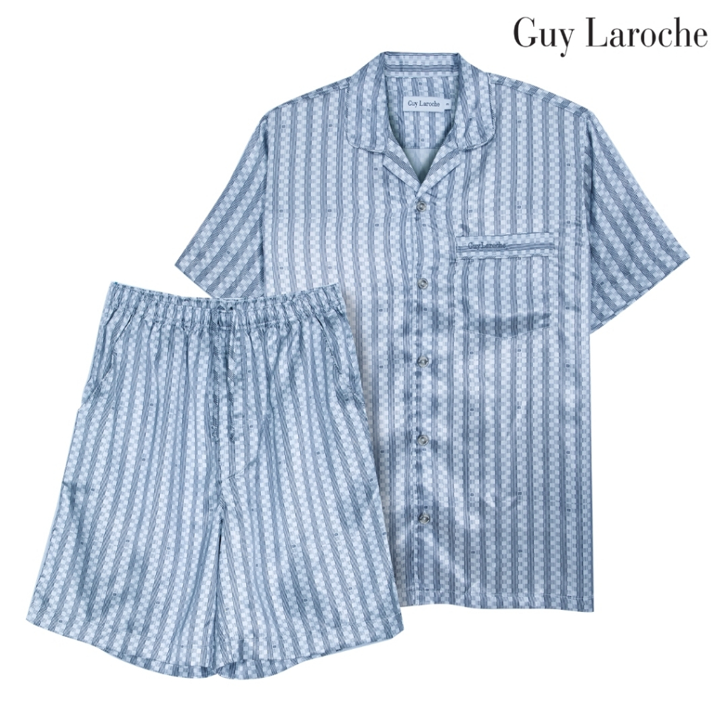 Guy Laroche ชุดนอนคอปก แขนสั้น ขาสั้น พิมพ์ลาย เนื้อผ้า เรียบ ลื่น ใส่สบาย รุ่น JPC7527S6SN
