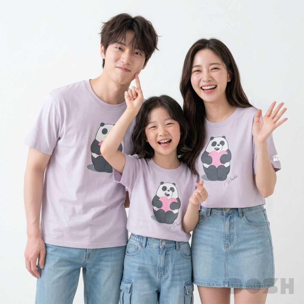 DOSH เสื้อยืดครอบครัวลาย WE BARE BEARS สีม่วง DBBMT5094-DBBWT1053-DBBBT5057-VI25
