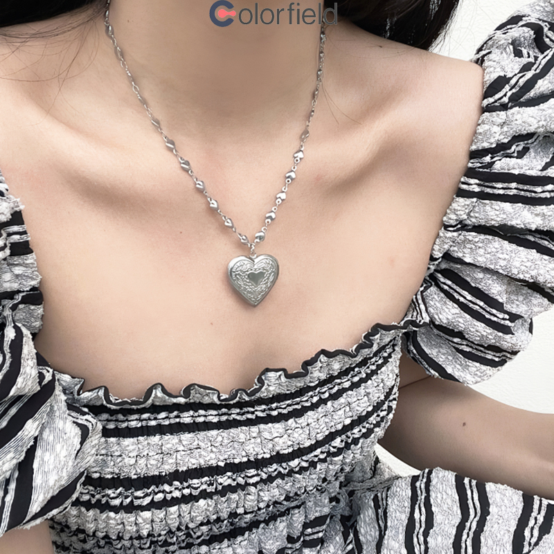 Colorfield สร้อยคอ รูปหัวใจ แกะสลัก สไตล์เกาหลี เรโทร ปรับได้ นักเรียนสำหรับผู้หญิง เหมาะกับทุกโอกาส -COD💖