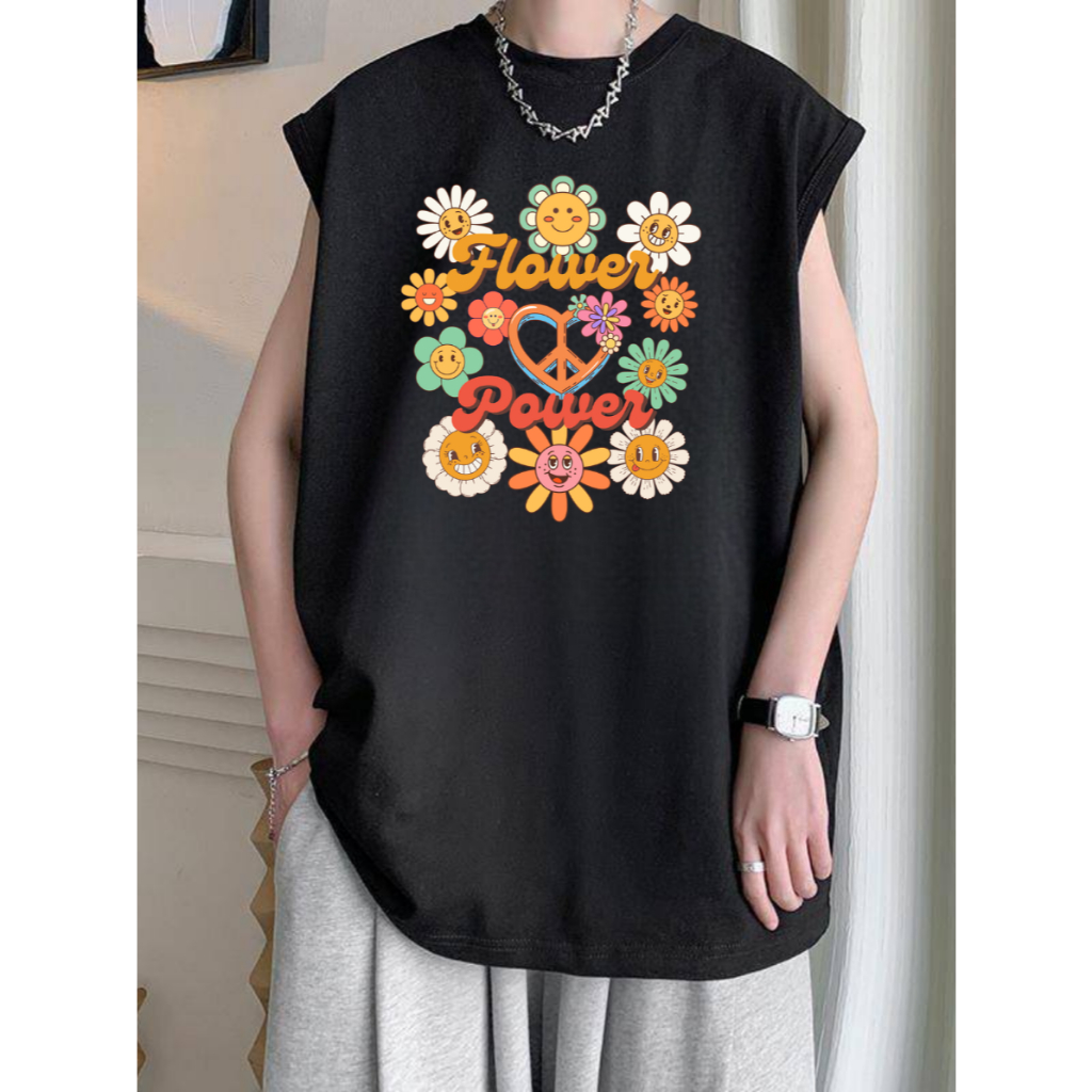 เสื้อแขนกุด ลายดอกทานทะวัน มี 4 สี ใส่ได้ทั้งชายหญิง OP-1171