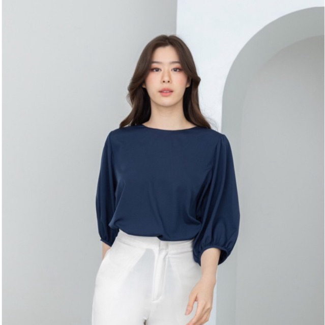 🚀 มีส่งด่วน !!🇹🇭 เสื้อคอปาด ผูกโบว์หลัง แขนสามส่วน #l154shop_752