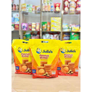 (ยกลัง12ซอง) Julie peanut butter จูส์ลี่แครกเกอร์ แซนวิช รสเนยถั่ว 360 กรัม