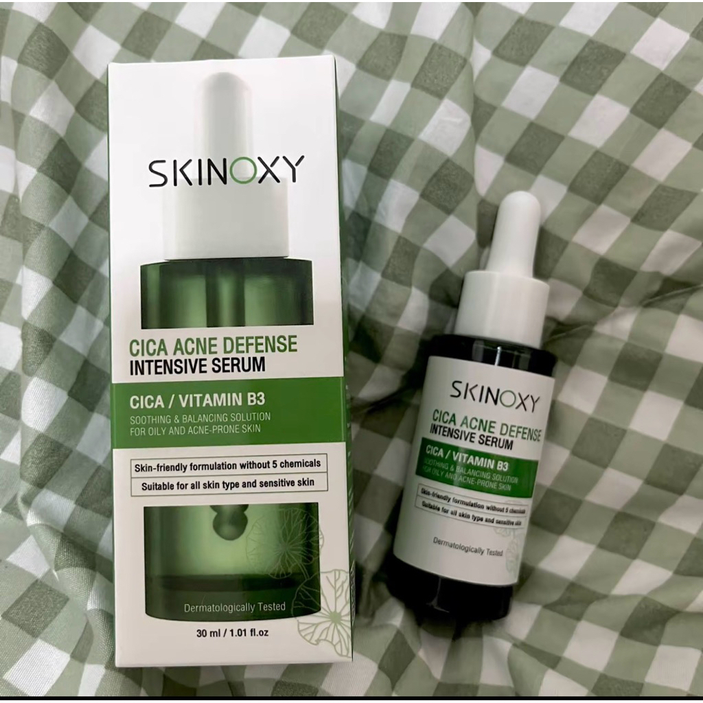 Skinoxy Cica Acne Defense Intensive Serum 30ml ผลิตภัณฑ์บำรุงผิวหน้า ช่วยลดปัญหาสิวและรอยสิว ด้วย Cica และ Vitamin B3