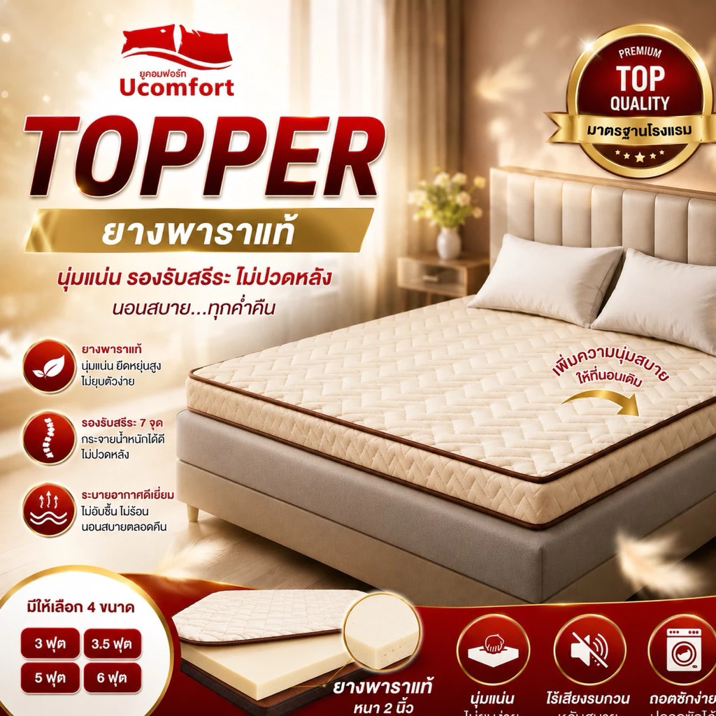 UComfort ท็อปเปอร์ยางพารา หนา 2 นิ้ว thumbnail 3