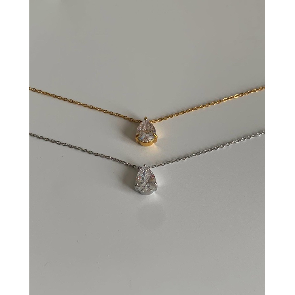สร้อยสเตนเลสสตีล nickle free, water proof กันน้ำ HER OBJECTIVE_HER AMORE CLASSIC DROP PENDANT NECKLACE