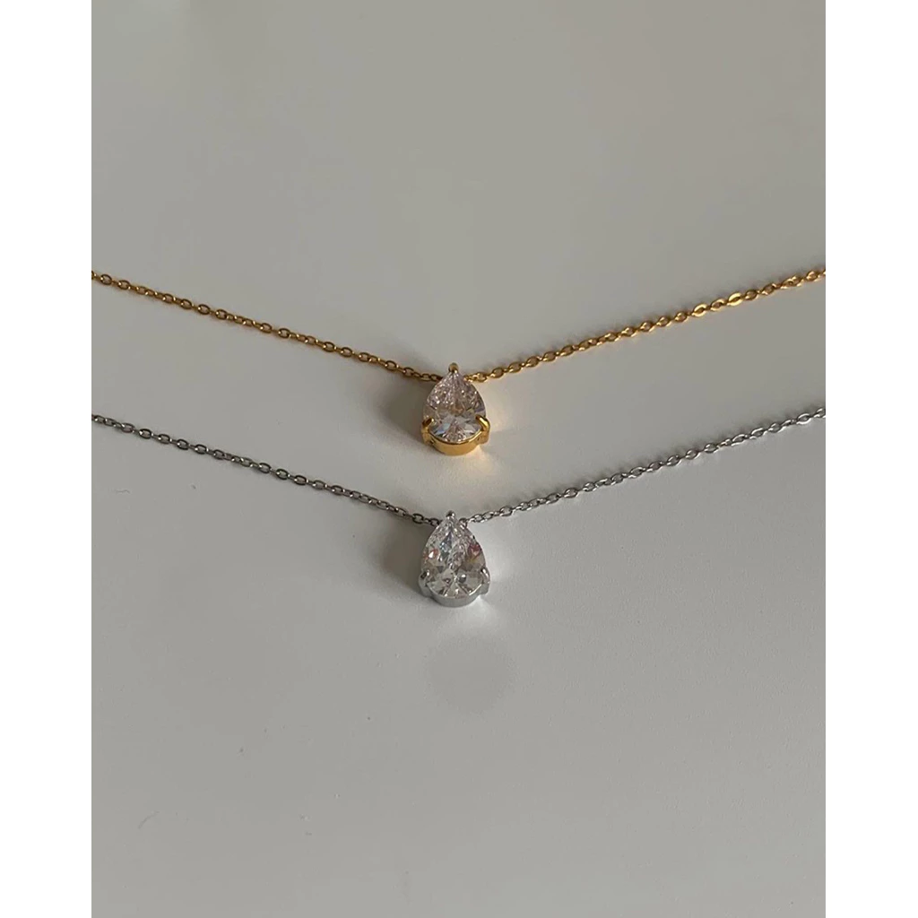 สร้อยสเตนเลสสตีล nickle free, water proof กันน้ำ HER OBJECTIVE_HER AMORE CLASSIC DROP PENDANT NECKLACE